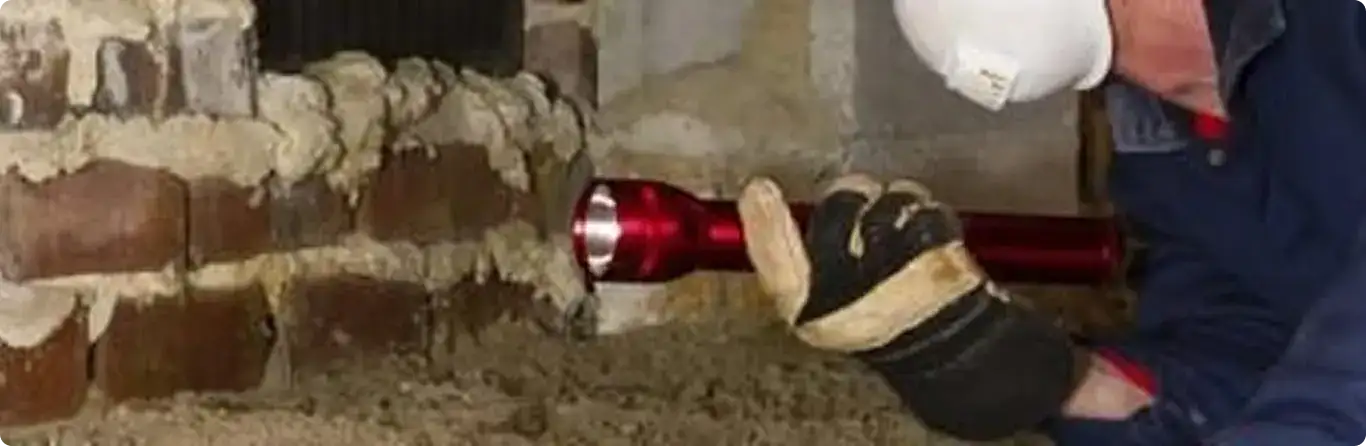 Pest control technician inspecting a crawl space for ant activity in North Las Vegas, NV