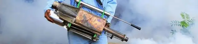 Fumigation technician using a fogger for deep pest treatment in Las Vegas, NV
